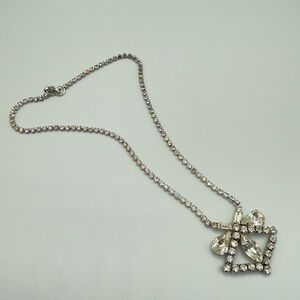 Rare 1940s Old Hollywood Vintage Rhinestone Necklace Signed Jayflex Sterling